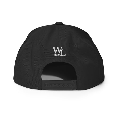 Wake and Lake Circle Crest Snapback Hat worn backwards on a lake boat
Structured snapback lake life hat with circle crest embroidery
Boating snapback cap with Wake and Lake branding
Adjustable circle crest hat for summer lake days
