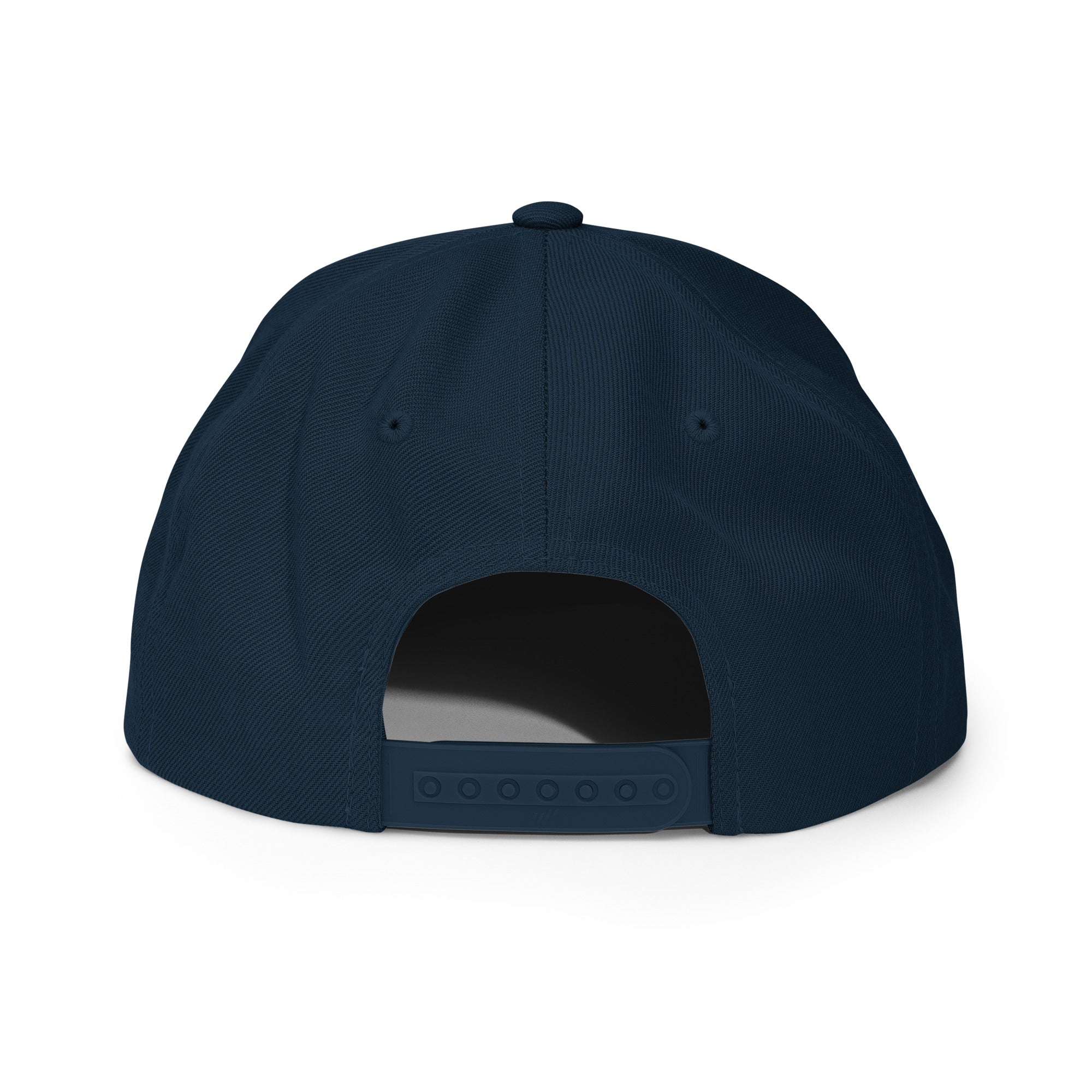Classic Snap Back Hat, Wake and Lake Coordinate Badge, navy, rear view