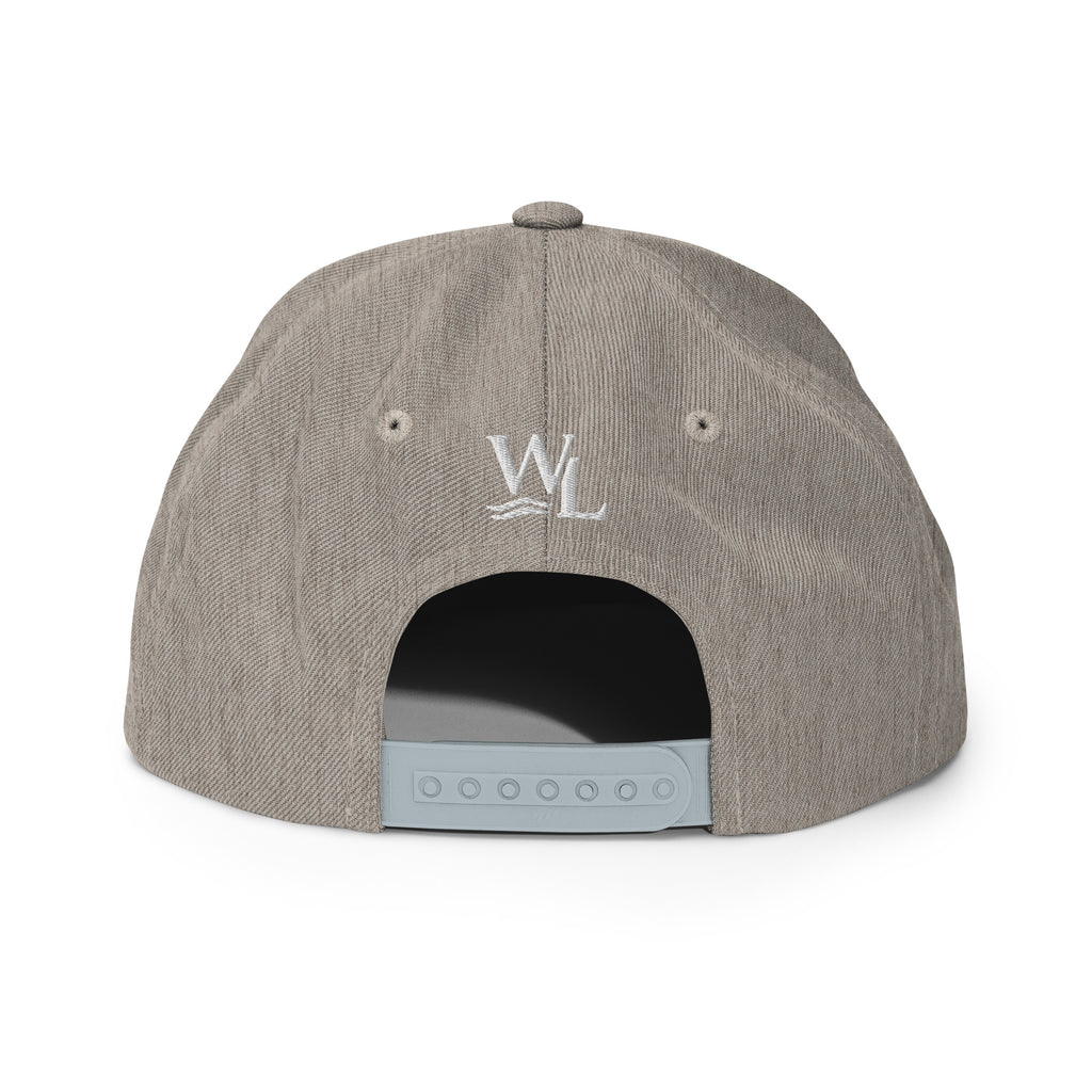 Wake and Lake Circle Crest Snapback Hat worn backwards on a lake boat
Structured snapback lake life hat with circle crest embroidery
Boating snapback cap with Wake and Lake branding
Adjustable circle crest hat for summer lake days
