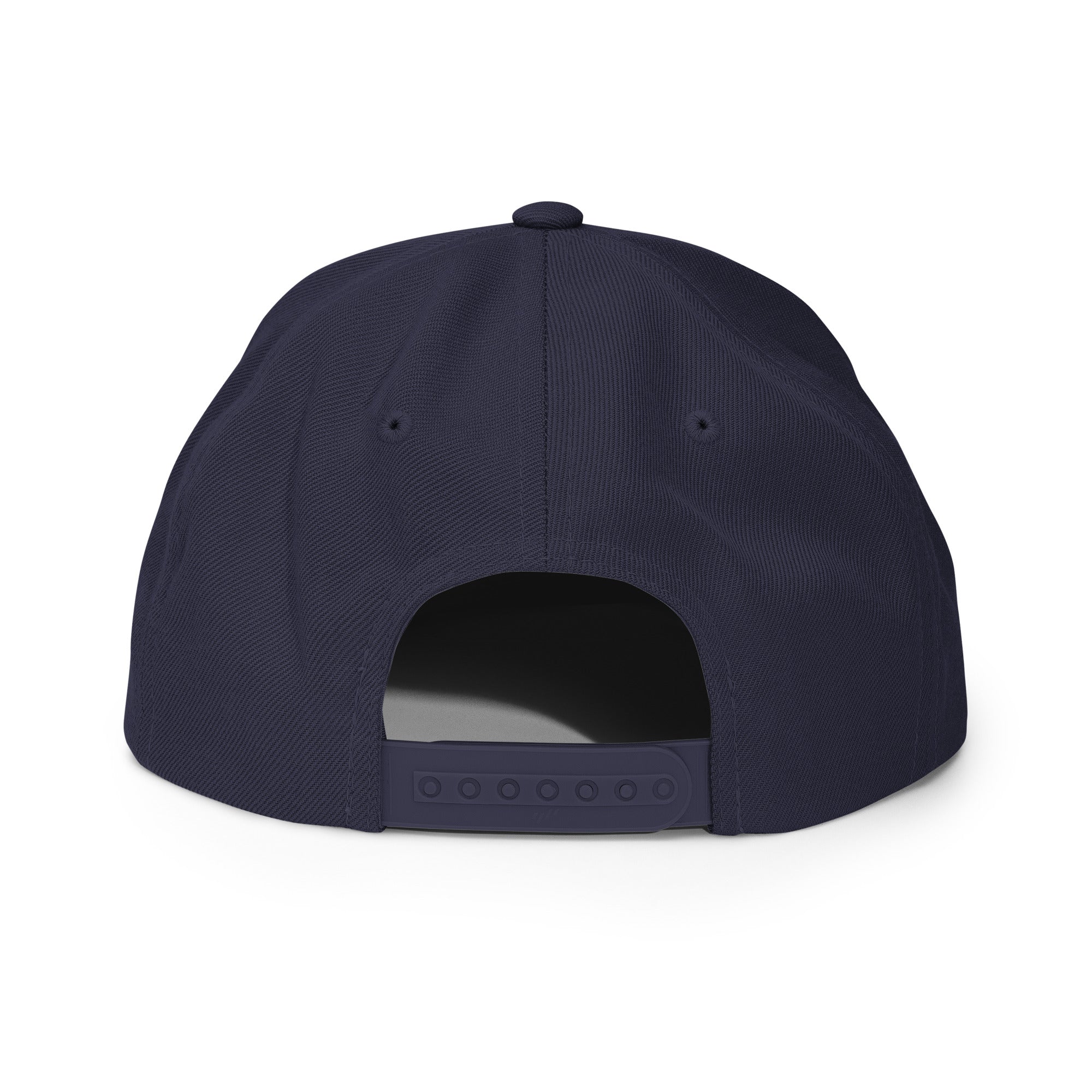 Classic Snap Back Hat, Wake and Lake Coordinate Badge, Navy, rear view