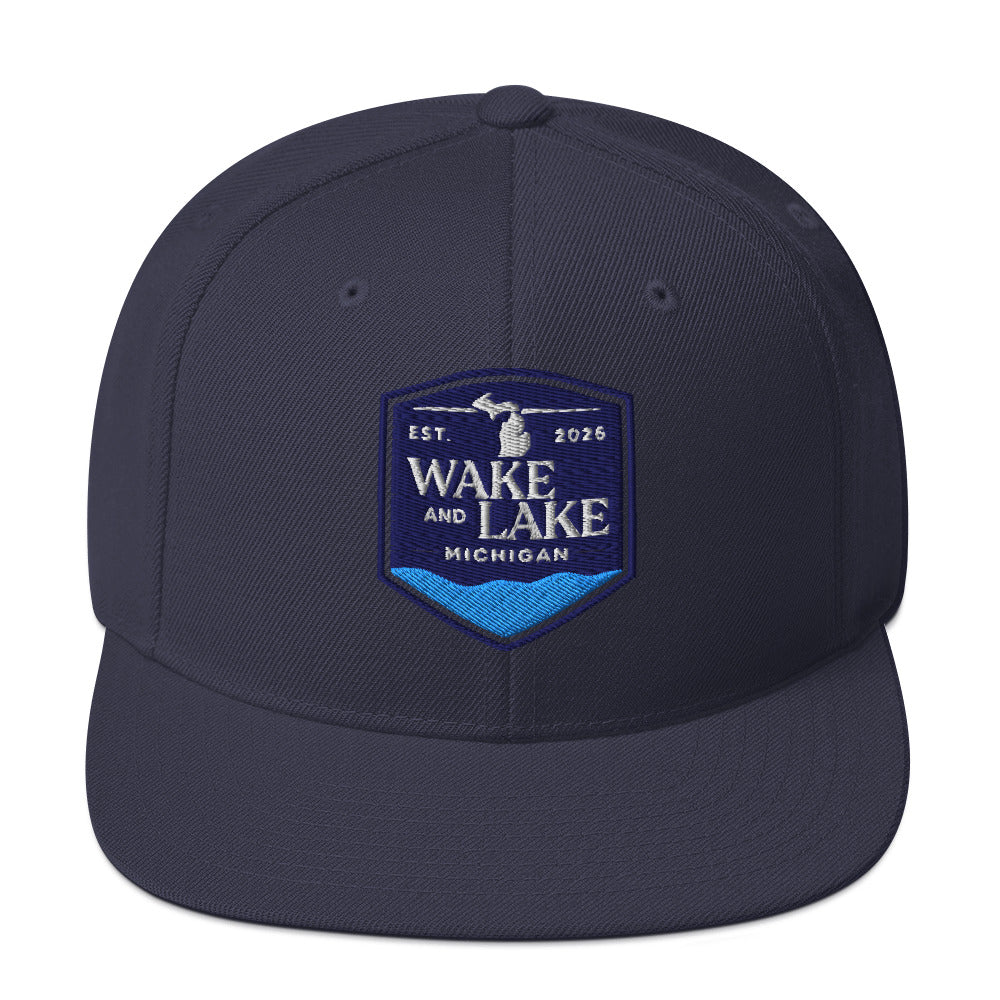 Classic snapback hat, navy blue, front view