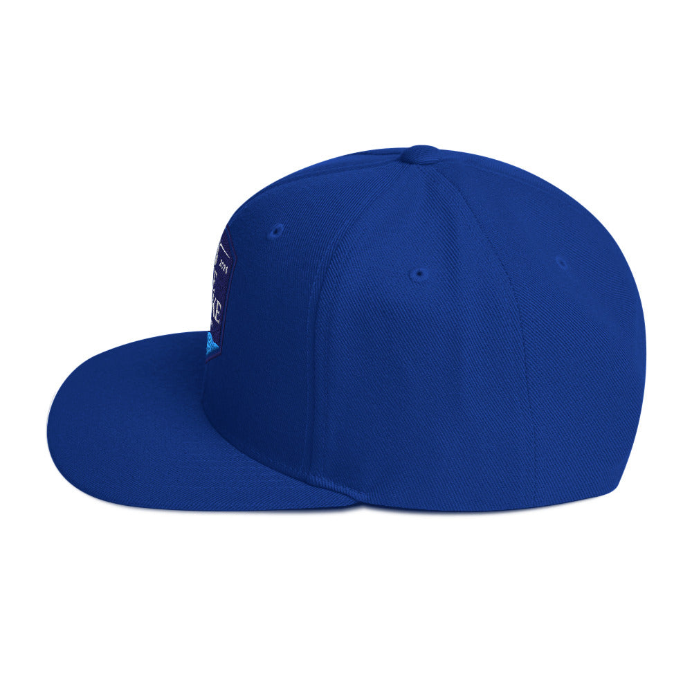 Classic snapback hat, royal blue, side view