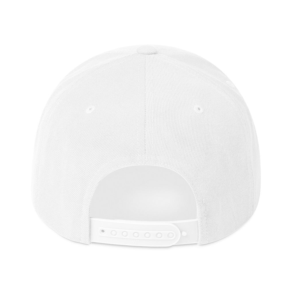 Classic snapback hat, white, back view