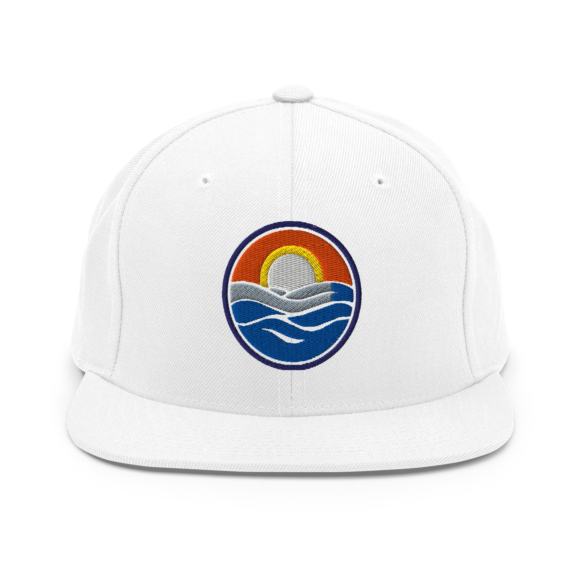 Wake and Lake Circle Crest Snapback Hat worn backwards on a lake boat
Structured snapback lake life hat with circle crest embroidery
Boating snapback cap with Wake and Lake branding
Adjustable circle crest hat for summer lake days
