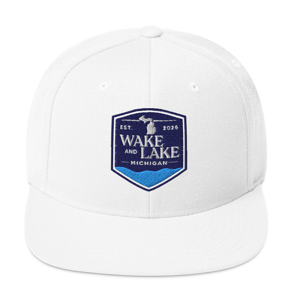 Classic snapback hat, white, front view