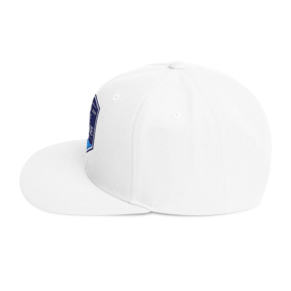 Classic snapback hat, white, left side view