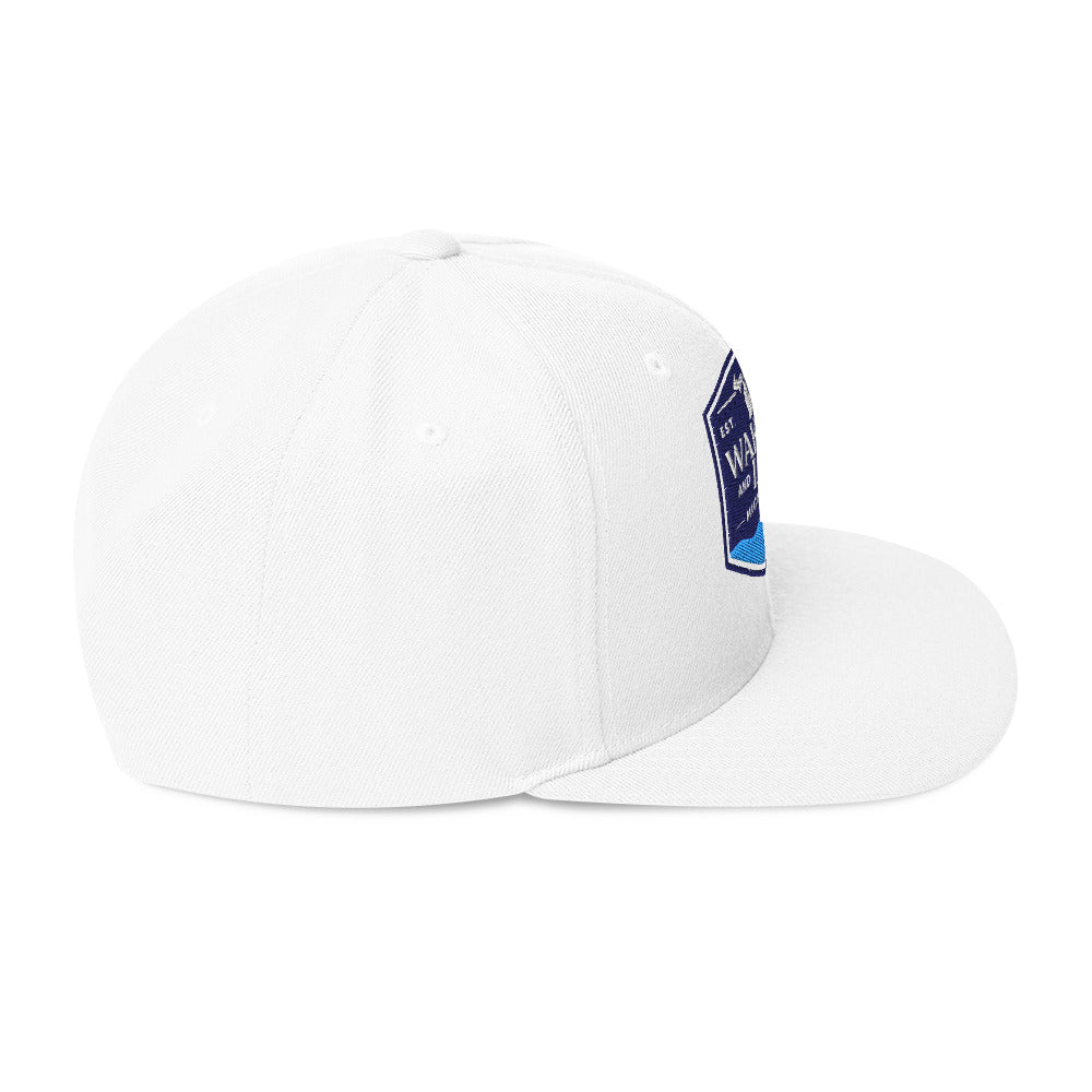Classic snapback hat, white, right side view