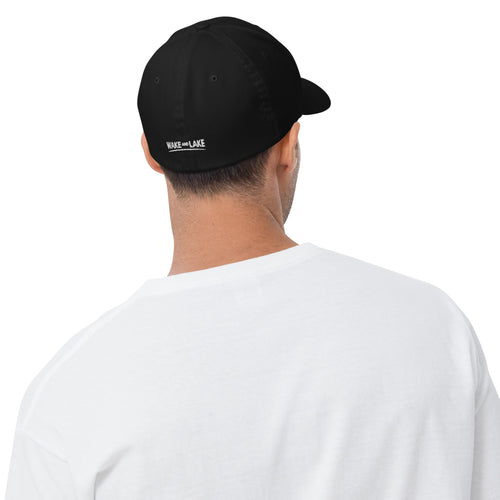 Wake and Lake Circle Crest FlexFit Hat worn on a sunny boat day
Fitted lake life hat with circle crest logo embroidery
Premium FlexFit boating cap with Wake and Lake branding
Structured fitted hat for lake days and outdoor summer wear
