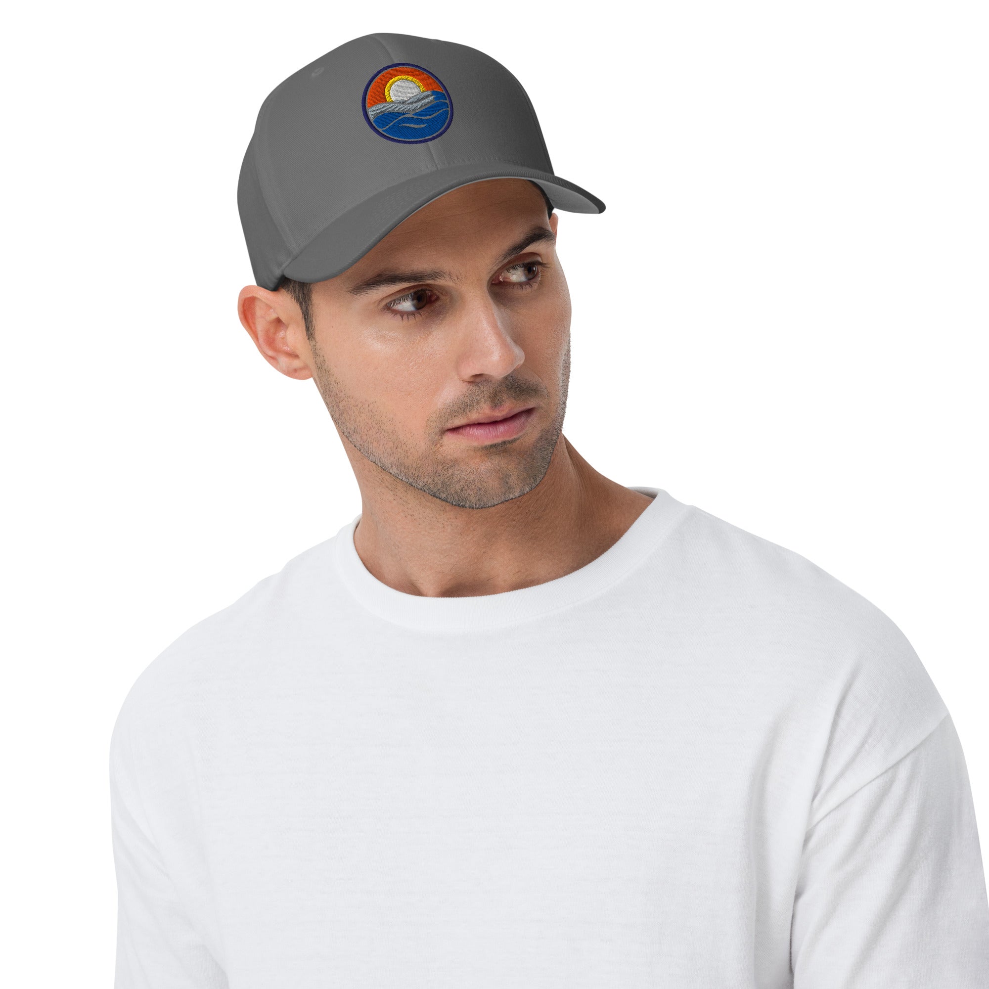 Wake and Lake Circle Crest FlexFit Hat worn on a sunny boat day
Fitted lake life hat with circle crest logo embroidery
Premium FlexFit boating cap with Wake and Lake branding
Structured fitted hat for lake days and outdoor summer wear
