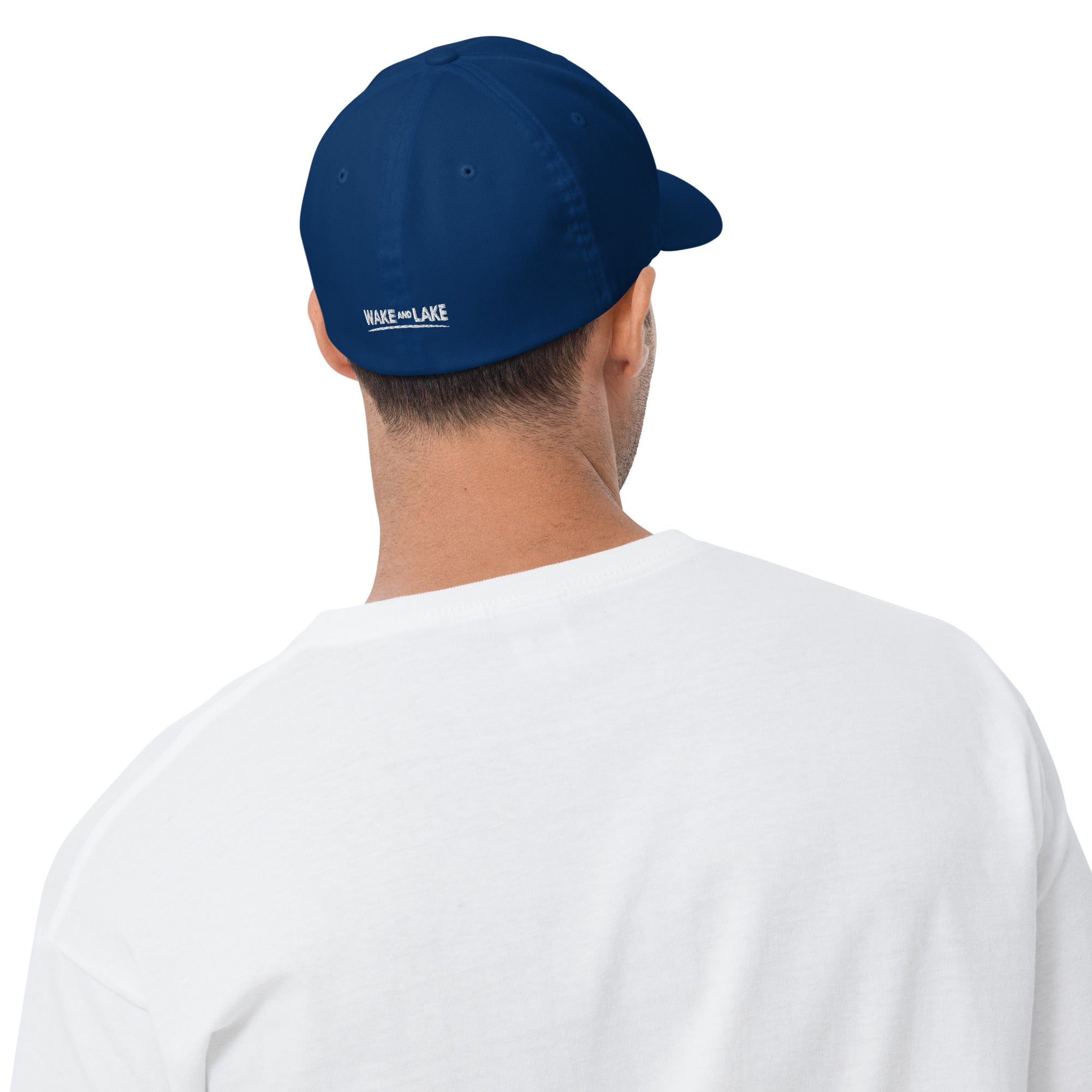 Wake and Lake Circle Crest FlexFit Hat worn on a sunny boat day
Fitted lake life hat with circle crest logo embroidery
Premium FlexFit boating cap with Wake and Lake branding
Structured fitted hat for lake days and outdoor summer wear
